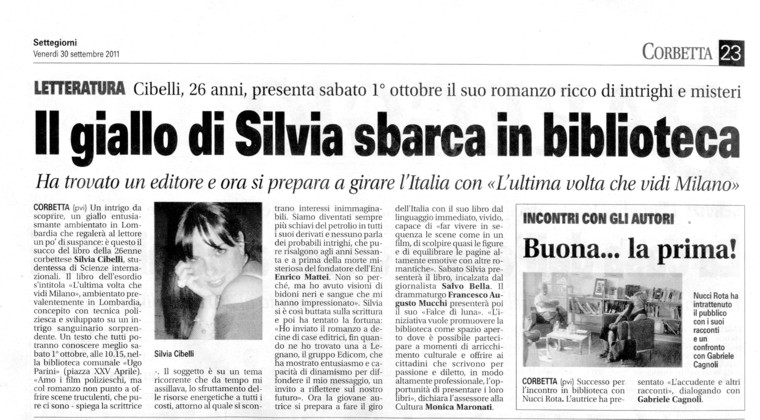 Silvia Cibelli "L'ultima volta che vidi Milano", Gruppo Edicom (Settegiorni)