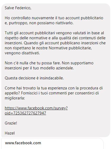 divieto Facebook