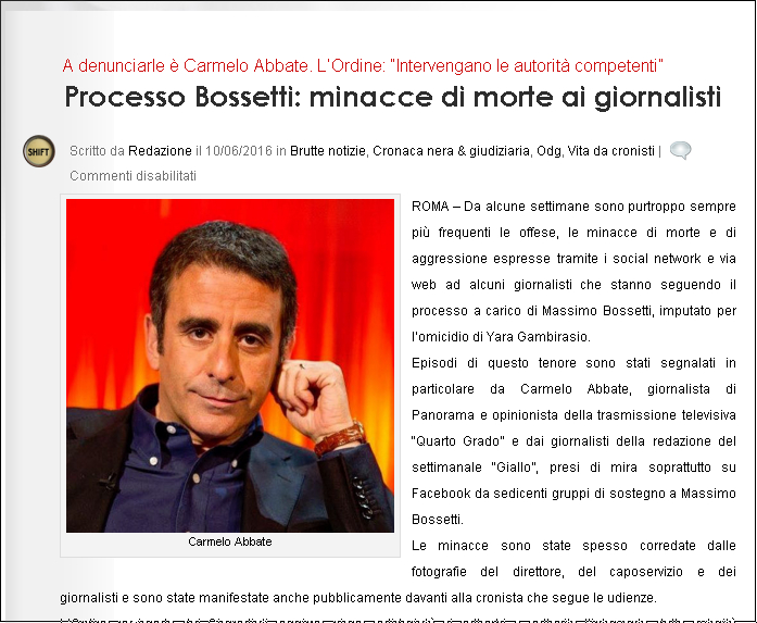 minacce al giornalista Carmelo Abbate